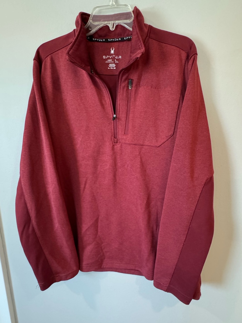 Spyder Sweater Mens XL Maroon 1/4 Zip Mock Performance Pullover Core Base Active - Picture 4 of 7